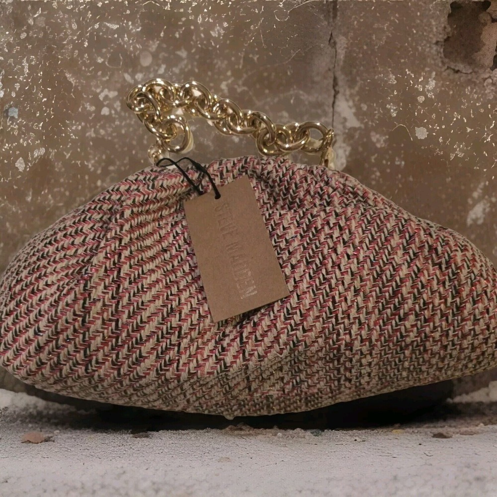 Steve Madden Bcerul  Woven Clutch Purse-Multi  *New Chain‎ Handle Snap Close $78